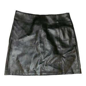 NWT* Topshop* Faux Leather Miniskirt* Lightweight* Slit* Black* Sz 10
